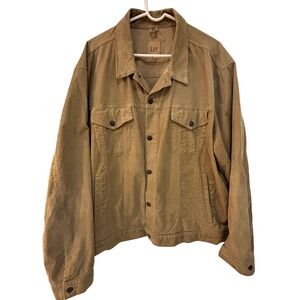 Gap Mens XXXL Tan Brown Corduroy Trucker Jacket Stretch Cotton Button Up Coat
